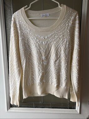 Calvin Klein Ivory Sequin Scoopneck Sweater